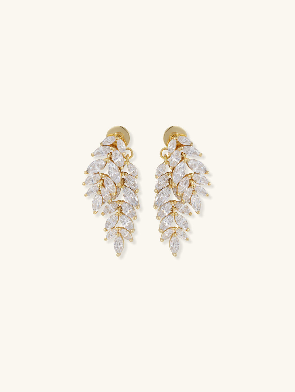 Own Your Bloom Willow Leaf Diamond 14k Stud Earrings on white background, Chicago.